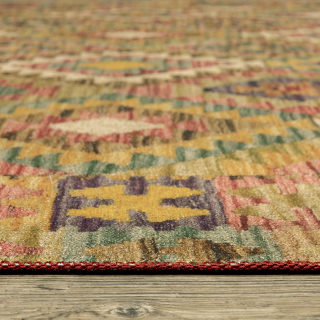 Oriental Weavers Malibu MAL07 Multicolor Rectangle Indoor Area Rug - Stain Resistant Low Pile Geometric Rug-