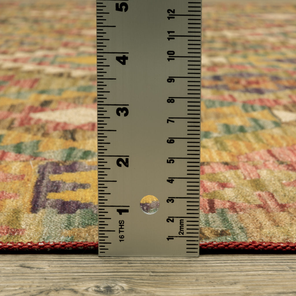 Oriental Weavers Malibu MAL07 Multicolor Rectangle Indoor Area Rug - Stain Resistant Low Pile Geometric Rug-