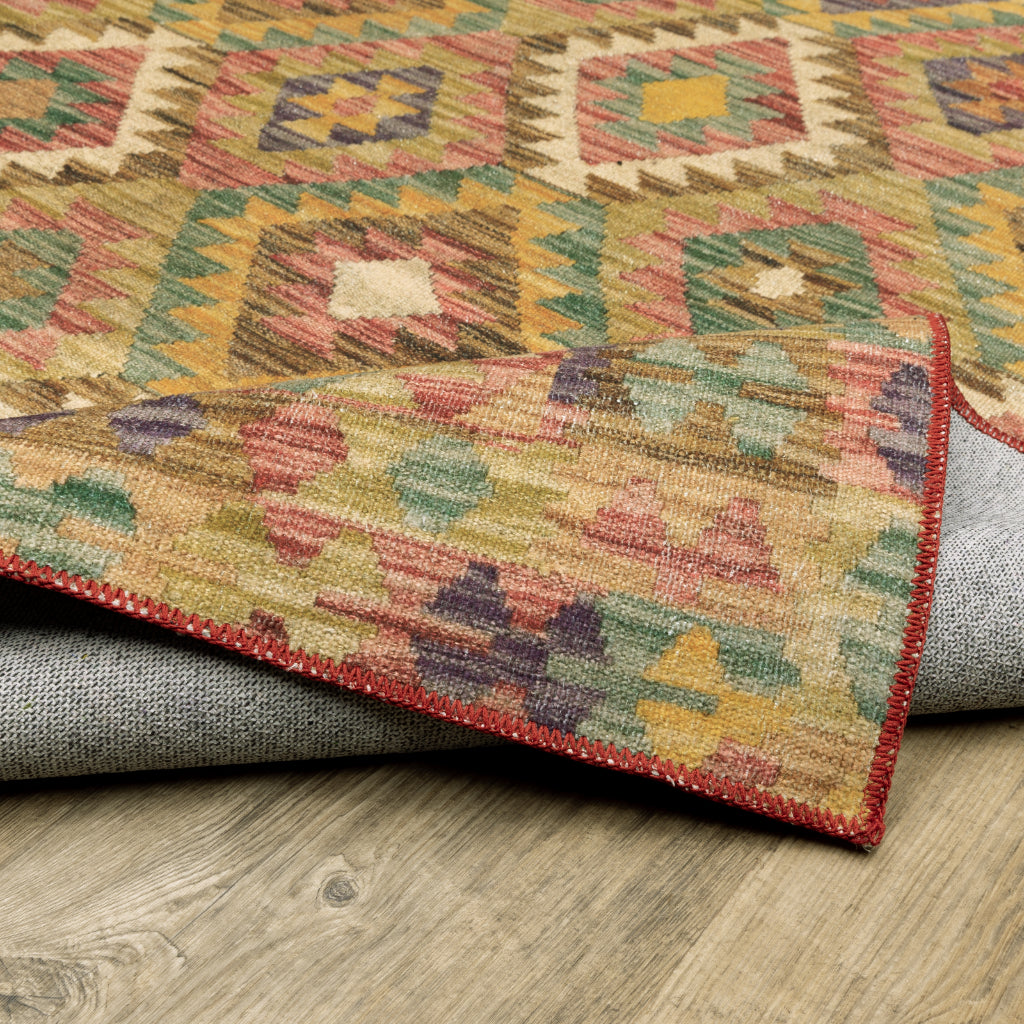 Oriental Weavers Malibu MAL07 Multicolor Rectangle Indoor Area Rug - Stain Resistant Low Pile Geometric Rug-
