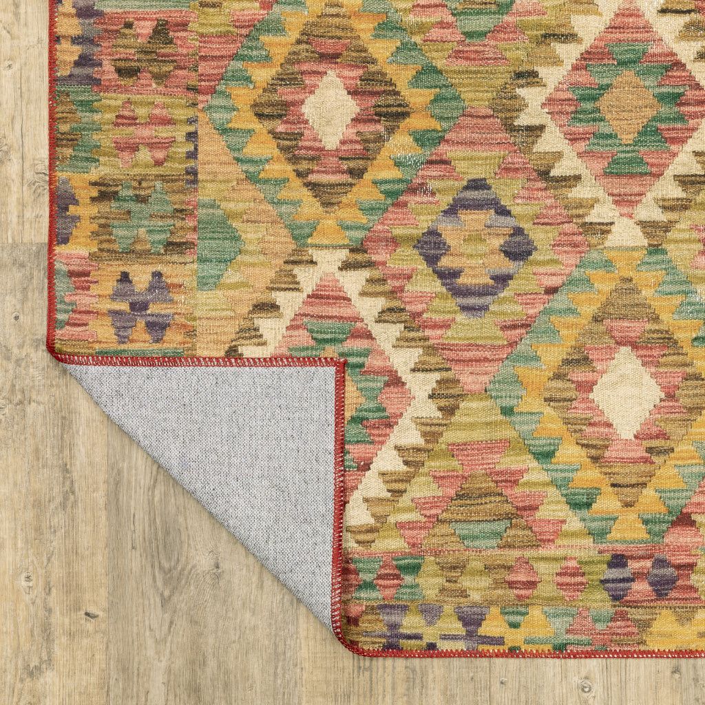 Oriental Weavers Malibu MAL07 Multicolor Rectangle Indoor Runner - Stain Resistant Low Pile Geometric Rug-