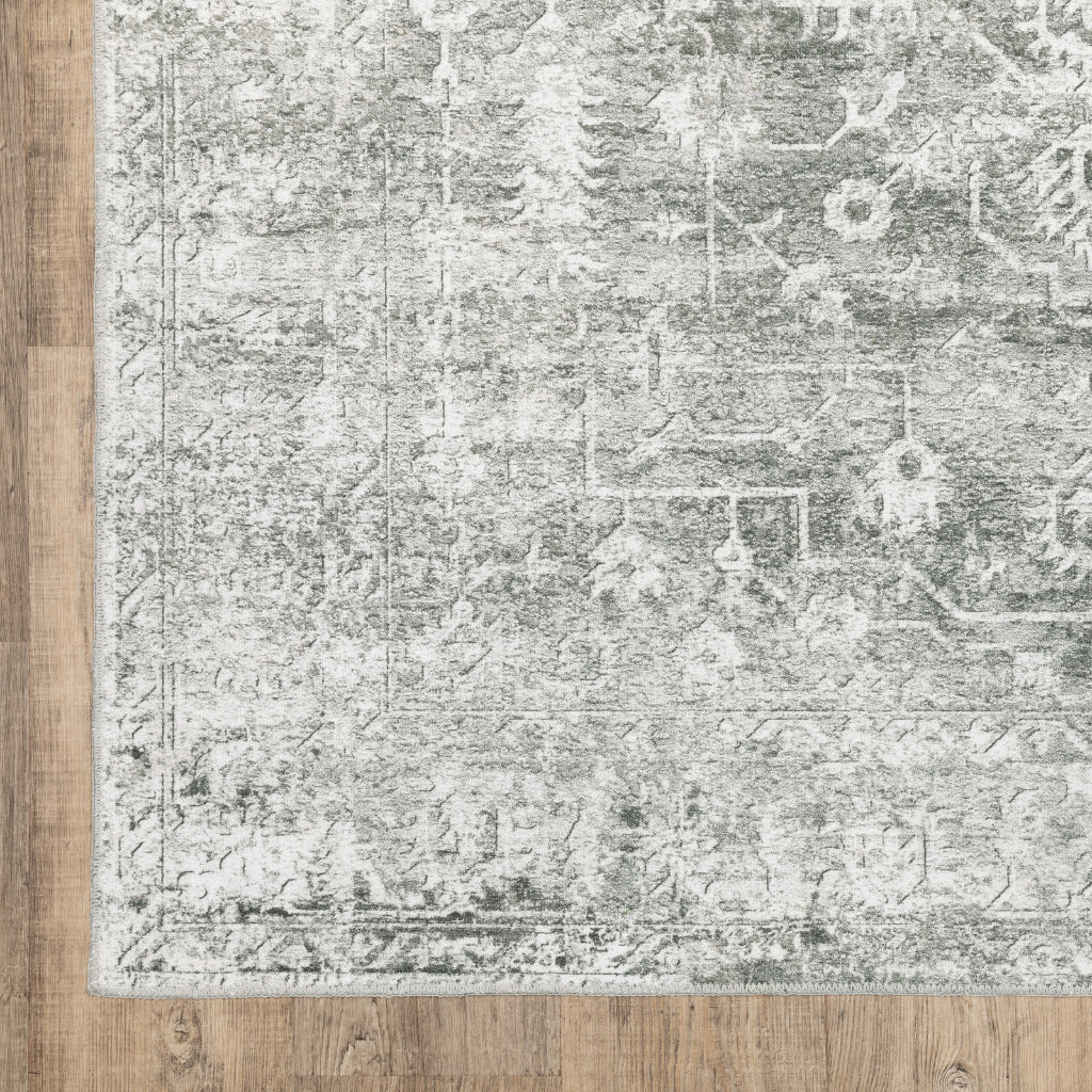 Oriental Weavers Malibu MAL08 Gray Rectangle Indoor Runner - Stain Resistant Low Pile Vintage Style Rug-