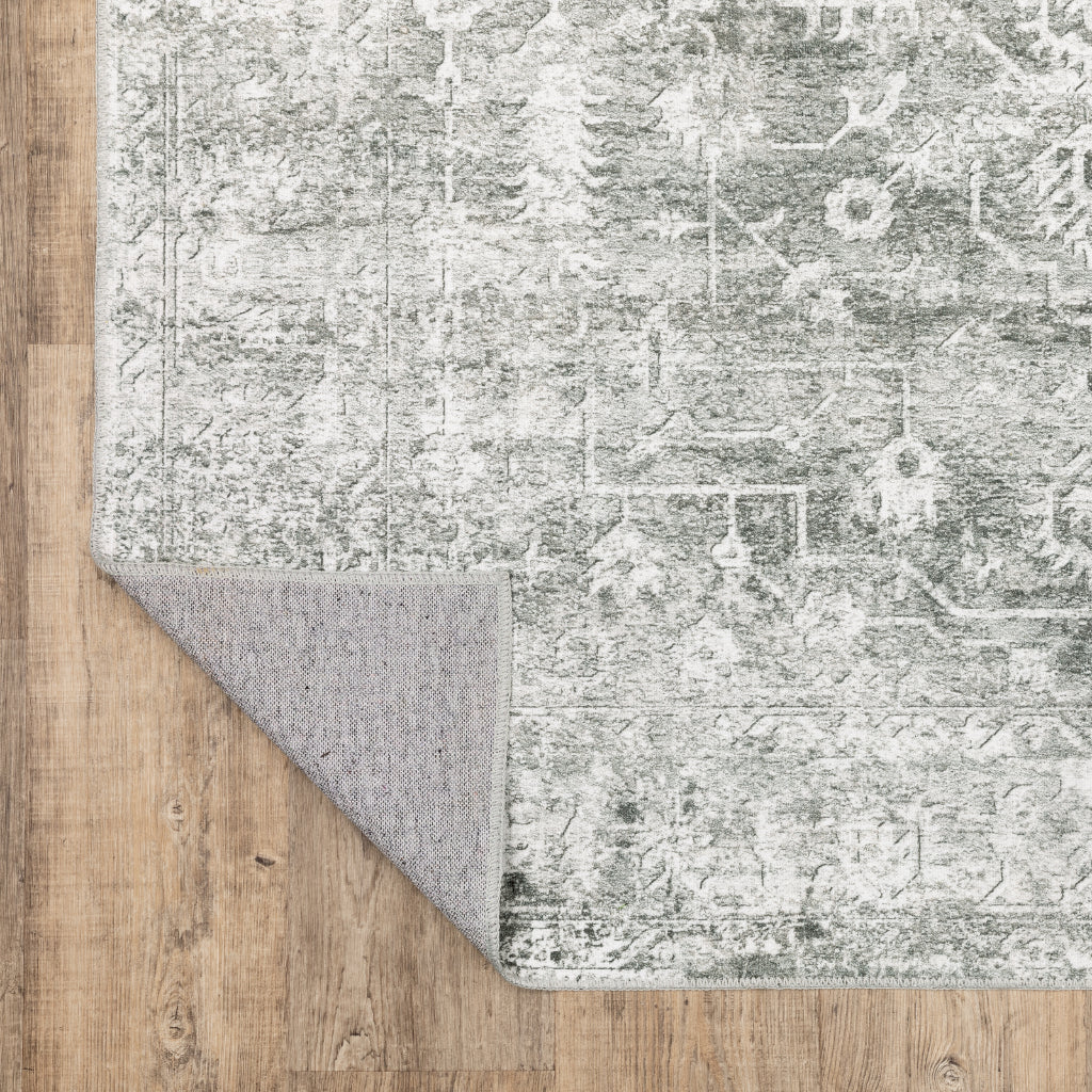 Oriental Weavers Malibu MAL08 Gray Rectangle Indoor Runner - Stain Resistant Low Pile Vintage Style Rug-