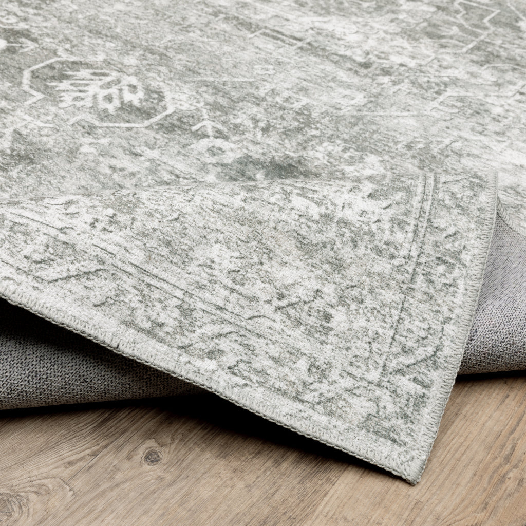 Oriental Weavers Malibu MAL08 Gray Rectangle Indoor Runner - Stain Resistant Low Pile Vintage Style Rug-