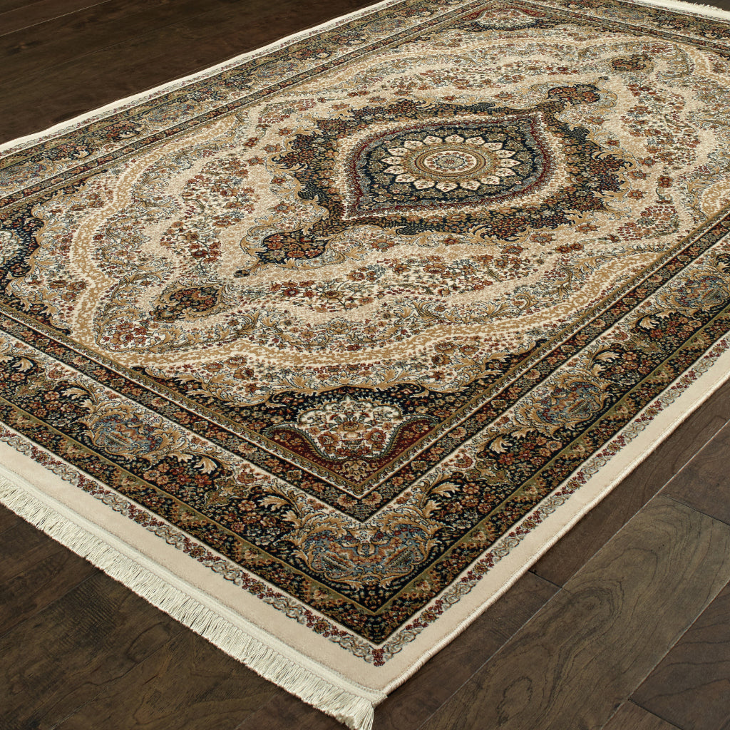 Oriental Weavers Masterpiece 111W2 Multicolor Rectangle Indoor Area Rug - Exquisite Stain Resistant Traditional Rug with Medallion Design-
