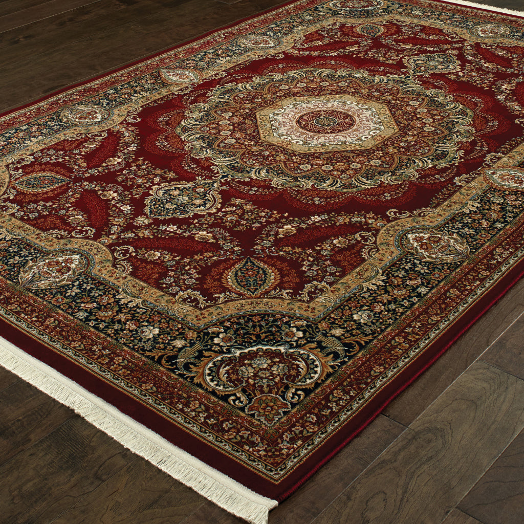 Oriental Weavers Masterpiece 113R2 Multicolor Rectangle Indoor Area Rug - Exquisite Stain Resistant Traditional Rug with Medallion Design-