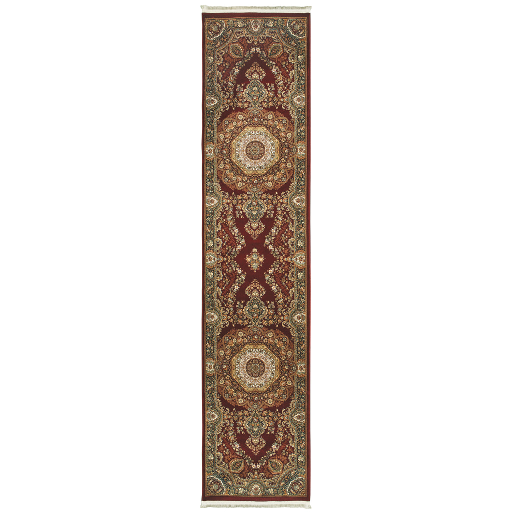 Oriental Weavers Masterpiece 113R2 Multicolor Rectangle Indoor Runner - Exquisite Stain Resistant Traditional Rug with Medallion Design-