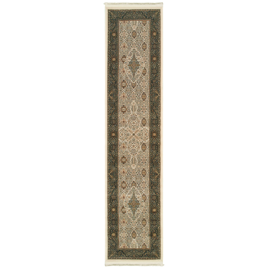 Oriental Weavers Masterpiece 1335I Multicolor Rectangle Indoor Runner - Exquisite Stain Resistant Traditional Rug with Medallion Design-