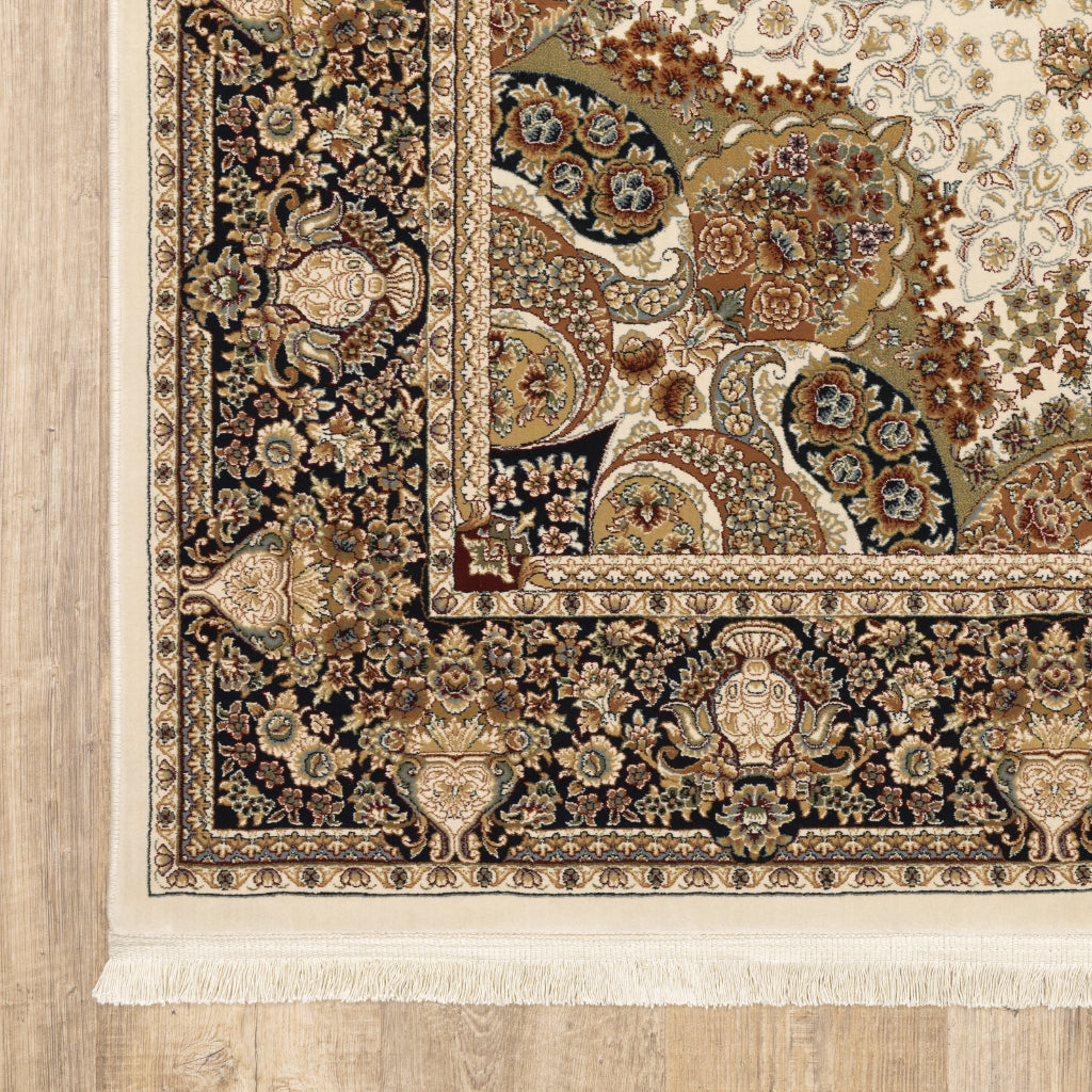 Oriental Weavers Masterpiece 1802W Multicolor Rectangle Indoor Area Rug - Exquisite Stain Resistant Traditional Rug with Medallion Design-