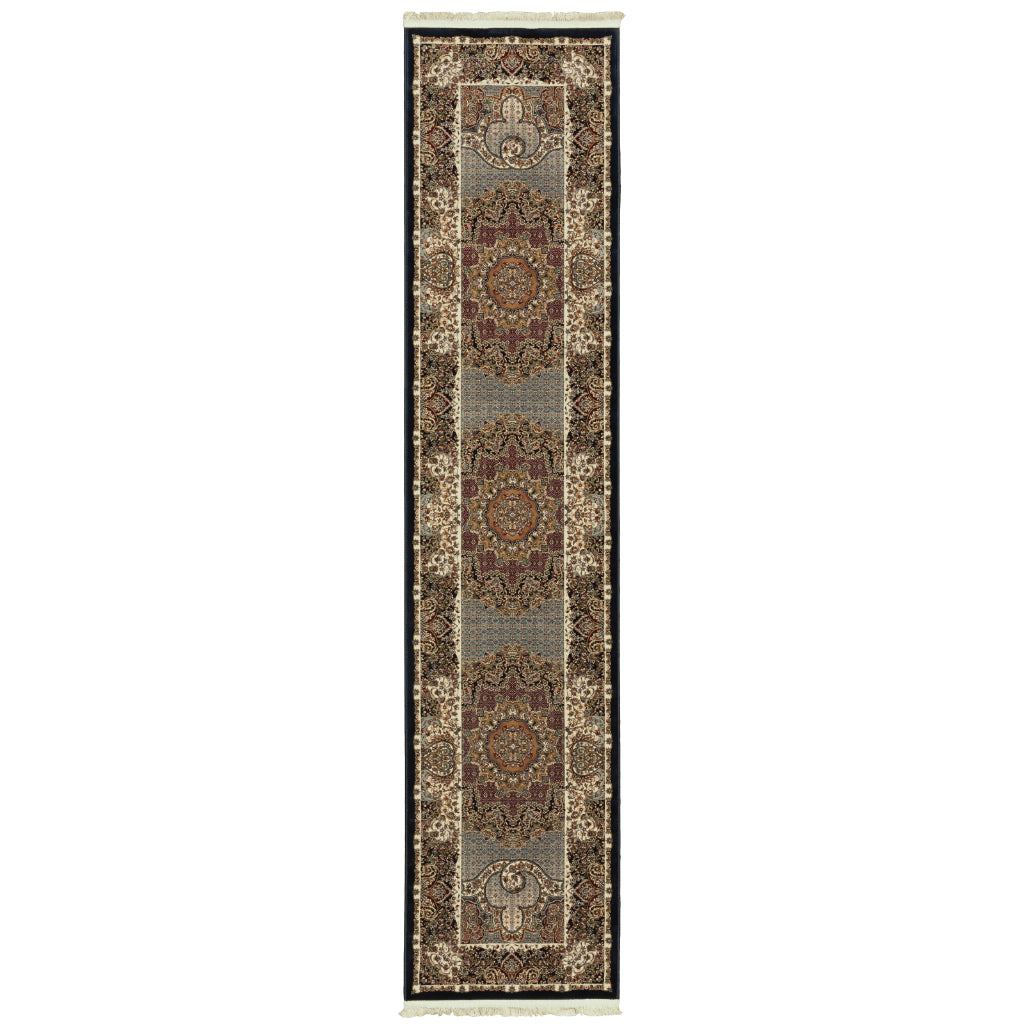 Oriental Weavers Masterpiece 5330B Multicolor Rectangle Indoor Runner - Exquisite Stain Resistant Traditional Rug with Medallion Design-