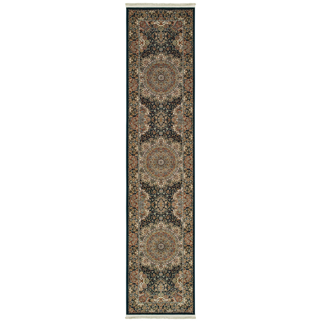 Oriental Weavers Masterpiece 5501K Multicolor Rectangle Indoor Runner - Exquisite Stain Resistant Traditional Rug with Medallion Design-