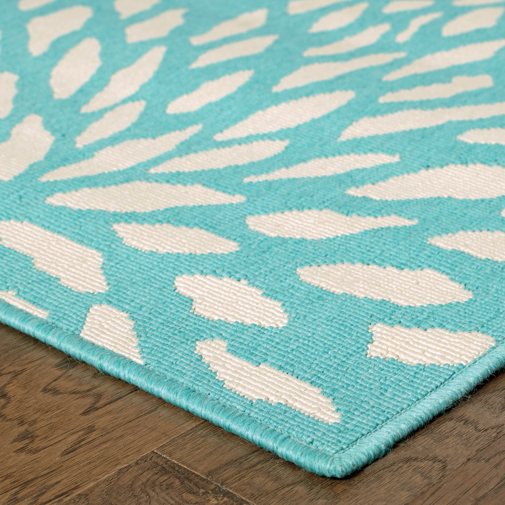 Oriental Weavers Meridian 1506L Blue/Ivory Rectangle Indoor / Outdoor Area Rug - Trendy Stain Resistant Machine Made Patio Rug with Floral Pattern-