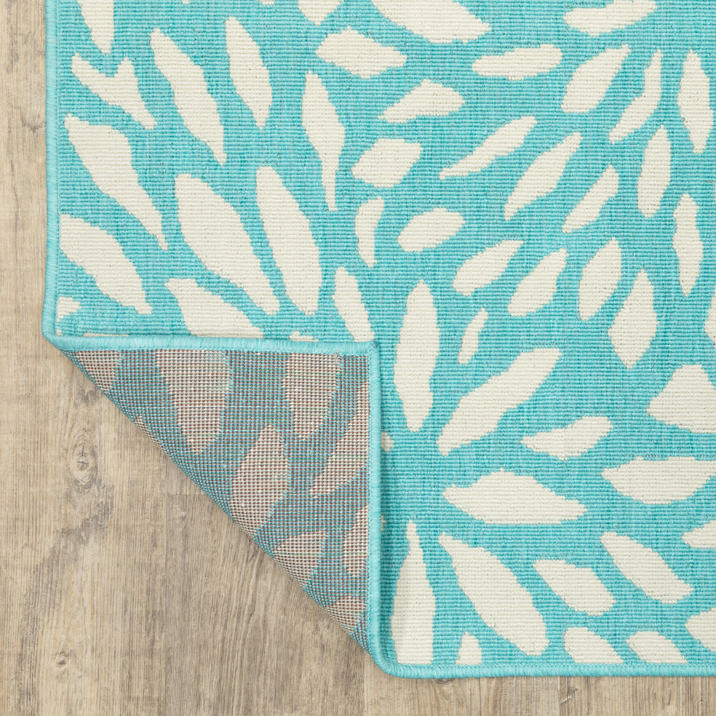 Oriental Weavers Meridian 1506L Blue/Ivory Rectangle Indoor / Outdoor Area Rug - Trendy Stain Resistant Machine Made Patio Rug with Floral Pattern-