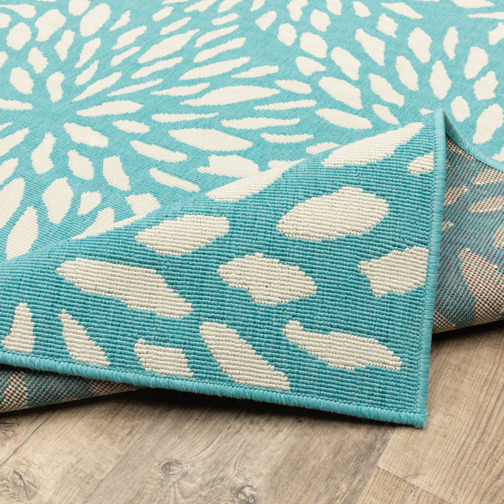 Oriental Weavers Meridian 1506L Blue/Ivory Rectangle Indoor / Outdoor Area Rug - Trendy Stain Resistant Machine Made Patio Rug with Floral Pattern-