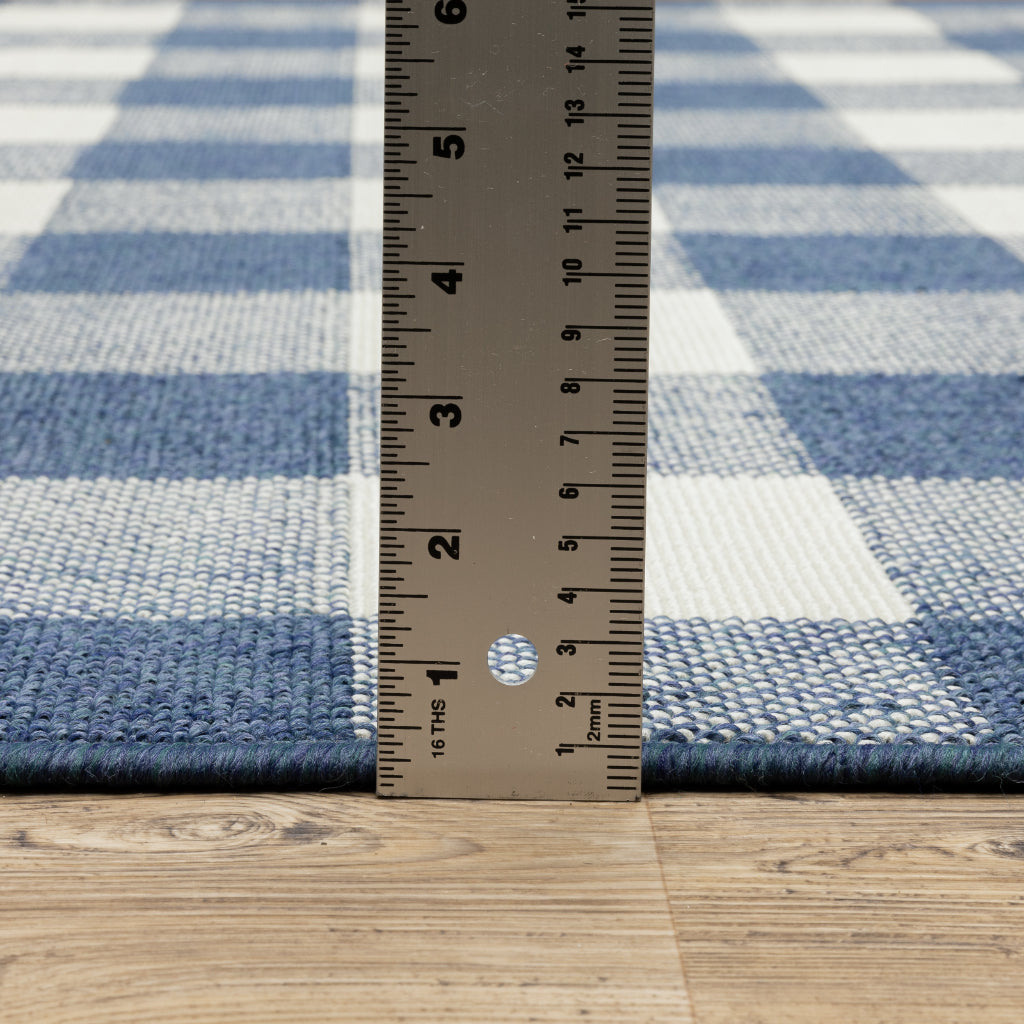 Oriental Weavers Meridian 2598V Blue/Ivory Rectangle Indoor / Outdoor Runner - Trendy Stain Resistant Machine Made Entryway & Hallway Runner with Geometric Pattern-