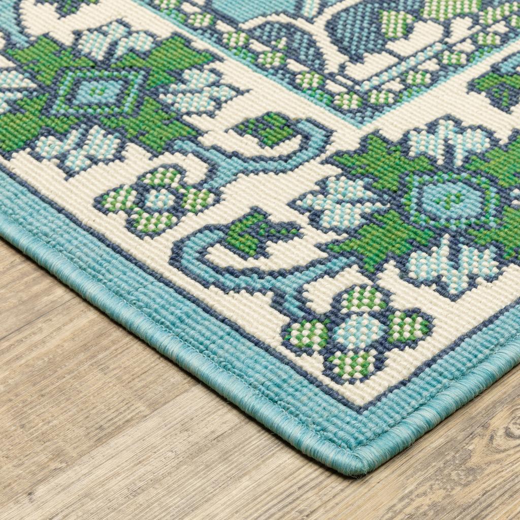 Oriental Weavers Meridian 2808G Blue Rectangle Indoor/Outdoor Area Rug Medallion Pattern-