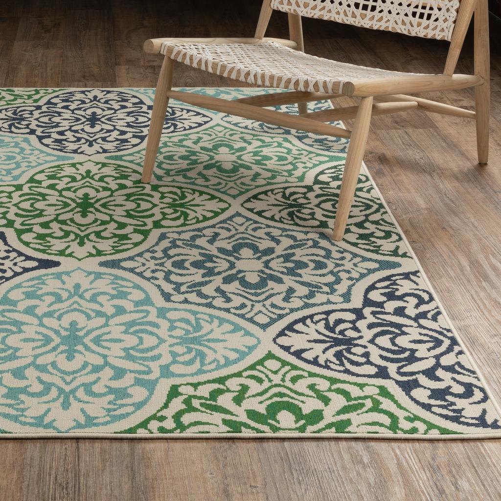 Oriental Weavers Meridian 4266L Blue Rectangle Indoor/Outdoor Area Rug Floral Pattern-