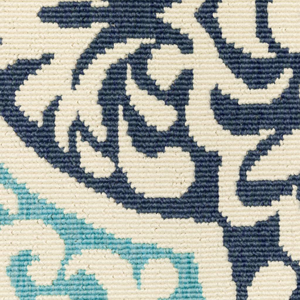 Oriental Weavers Meridian 4266L Blue Rectangle Indoor/Outdoor Area Rug Floral Pattern-