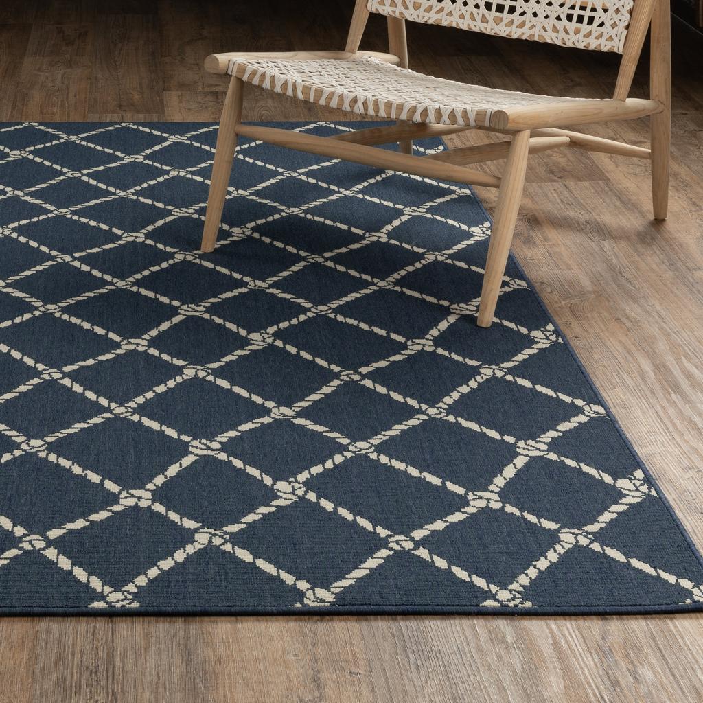 Oriental Weavers Meridian 4295B Navy Rectangle Indoor/Outdoor Area Rug Novelty Pattern-