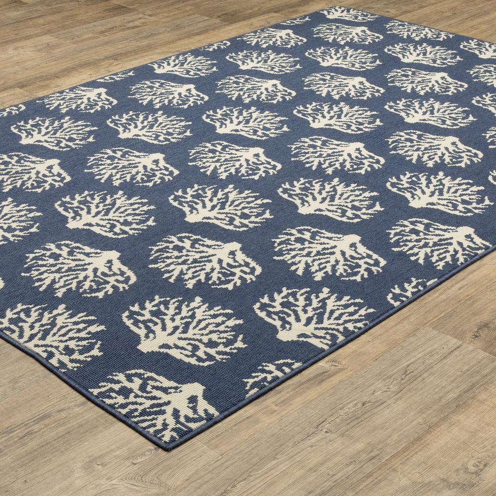 Oriental Weavers Meridian 7420A Navy Rectangle Indoor/Outdoor Area Rug Novelty Pattern-