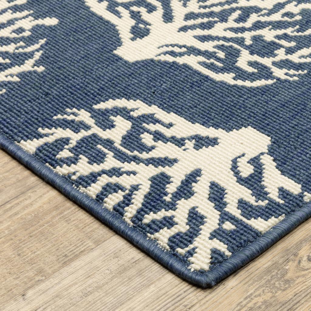 Oriental Weavers Meridian 7420A Navy Rectangle Indoor/Outdoor Area Rug Novelty Pattern-