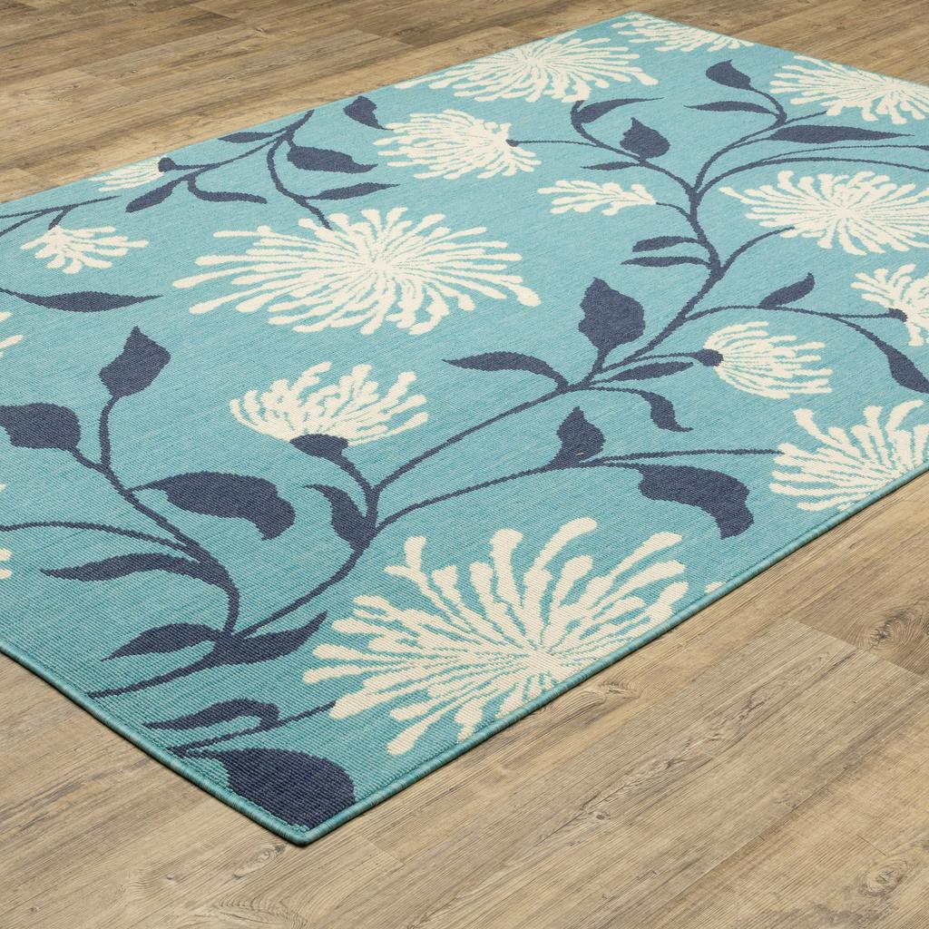 Oriental Weavers Meridian 9929S Blue Rectangle Indoor/Outdoor Area Rug Floral Pattern-