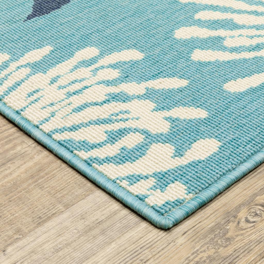 Oriental Weavers Meridian 9929S Blue Rectangle Indoor/Outdoor Area Rug Floral Pattern-