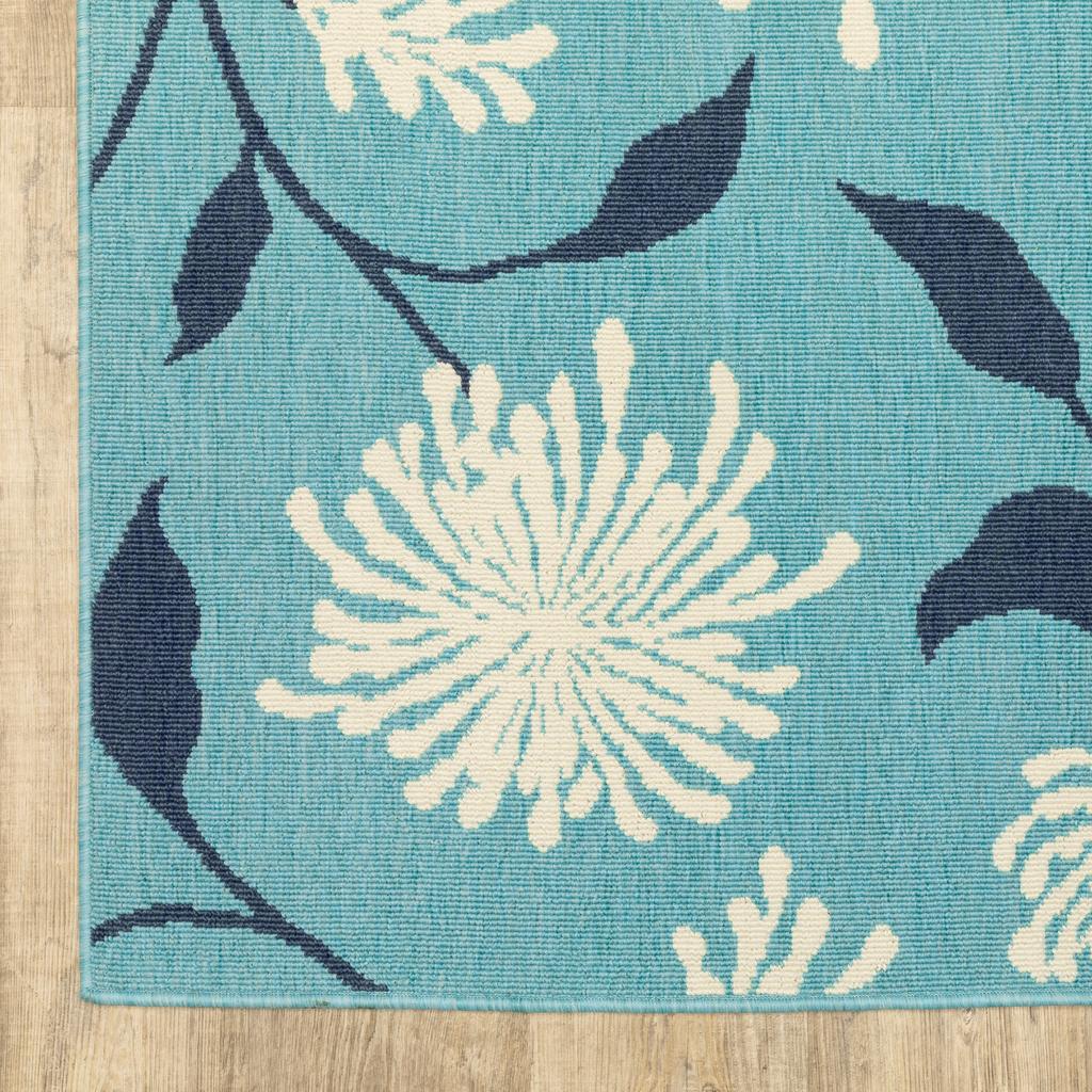 Oriental Weavers Meridian 9929S Blue Rectangle Indoor/Outdoor Area Rug Floral Pattern-