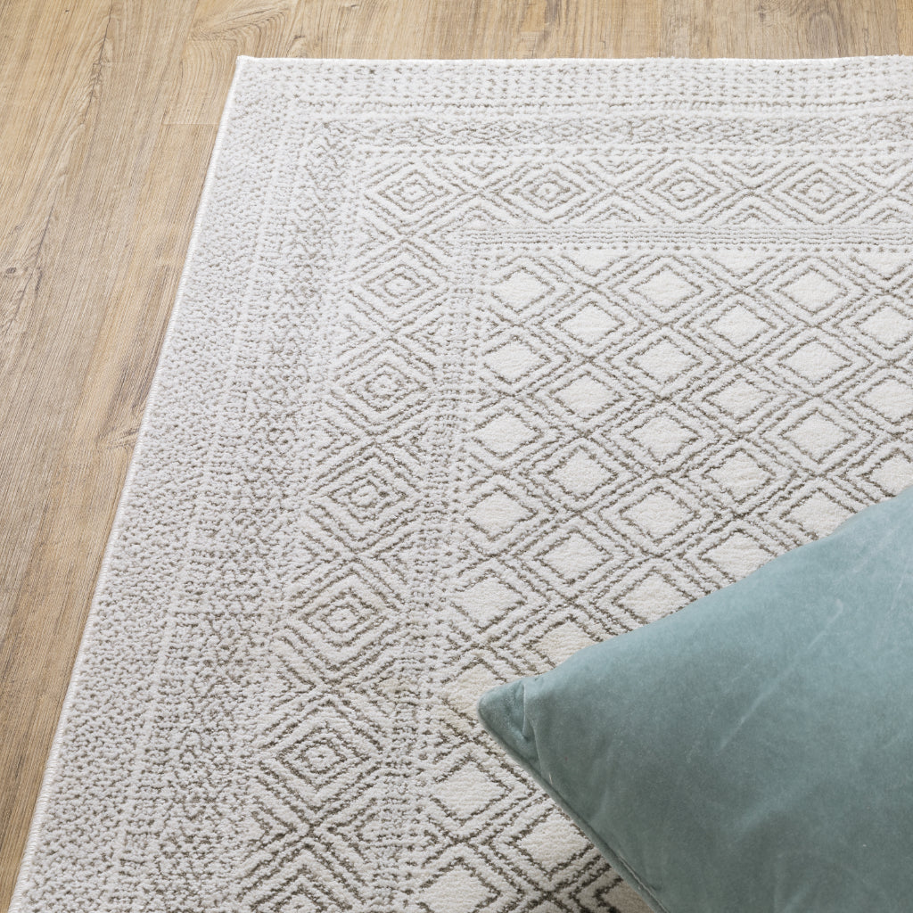 Oriental Weavers Montecito 094W8 Gray Rectangle Indoor Runner - Trendy Stain Resistant Low Pile Rug with Diamond Design-