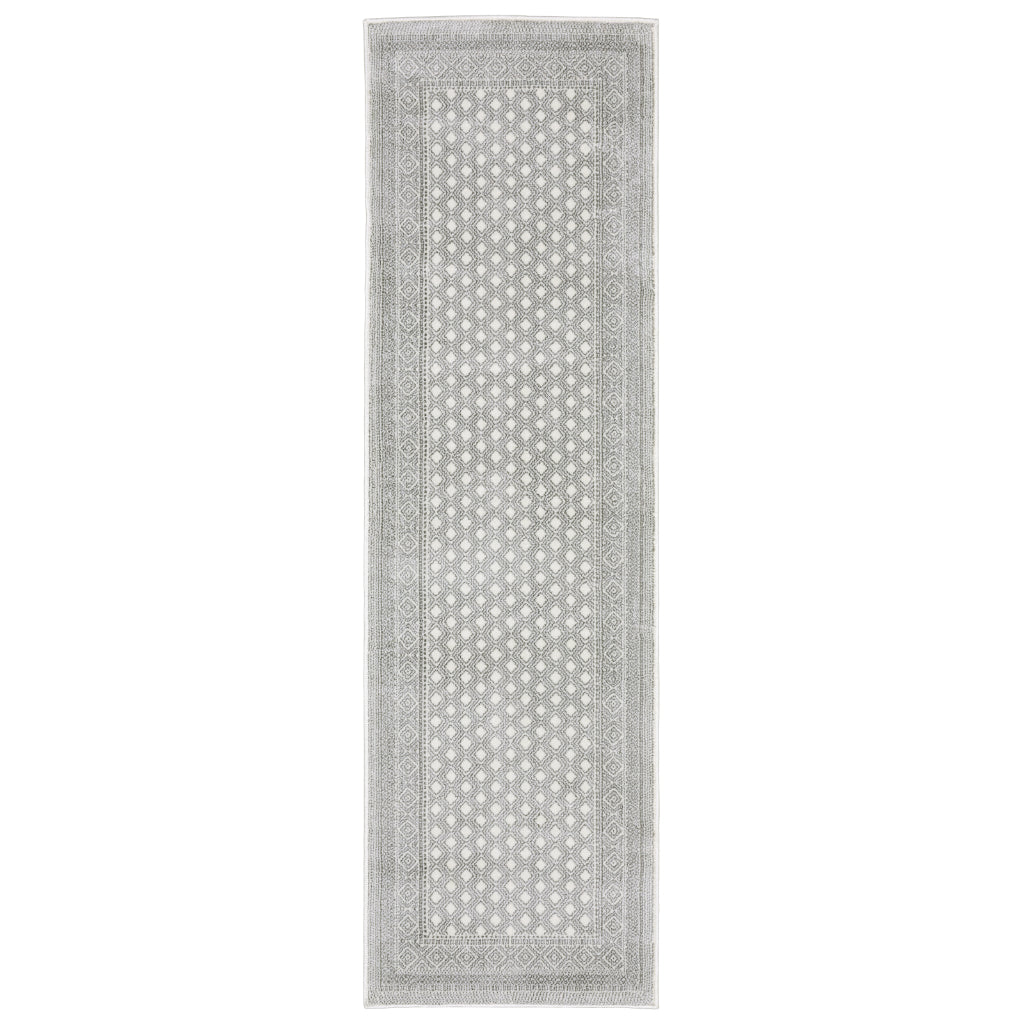 Oriental Weavers Montecito 094W8 Gray Rectangle Indoor Runner - Trendy Stain Resistant Low Pile Rug with Diamond Design-