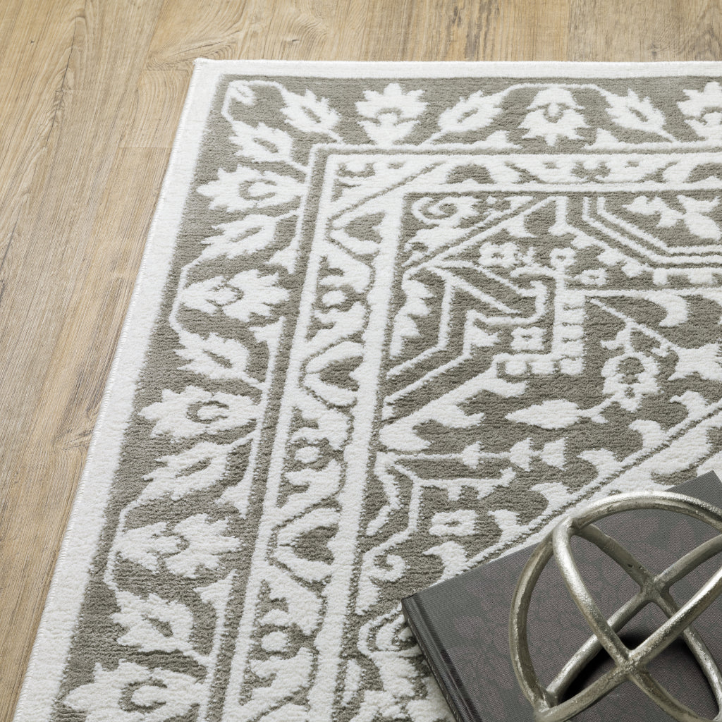 Oriental Weavers Montecito 1101W Gray Rectangle Indoor Area Rug - Trendy Stain Resistant Low Pile Rug with Star Medallion Design-