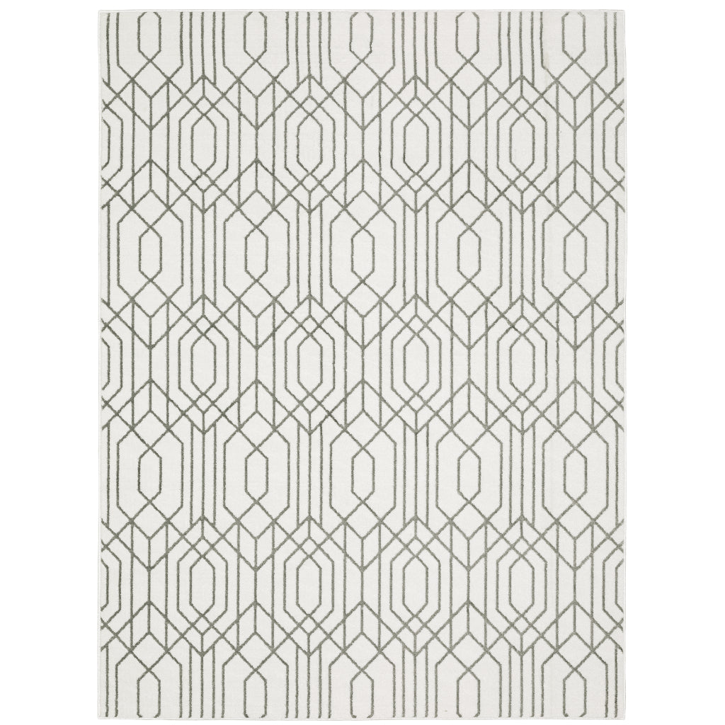 Oriental Weavers Montecito 4158W Gray Rectangle Indoor Area Rug - Trendy Stain Resistant Low Pile Rug with Geometric Design-