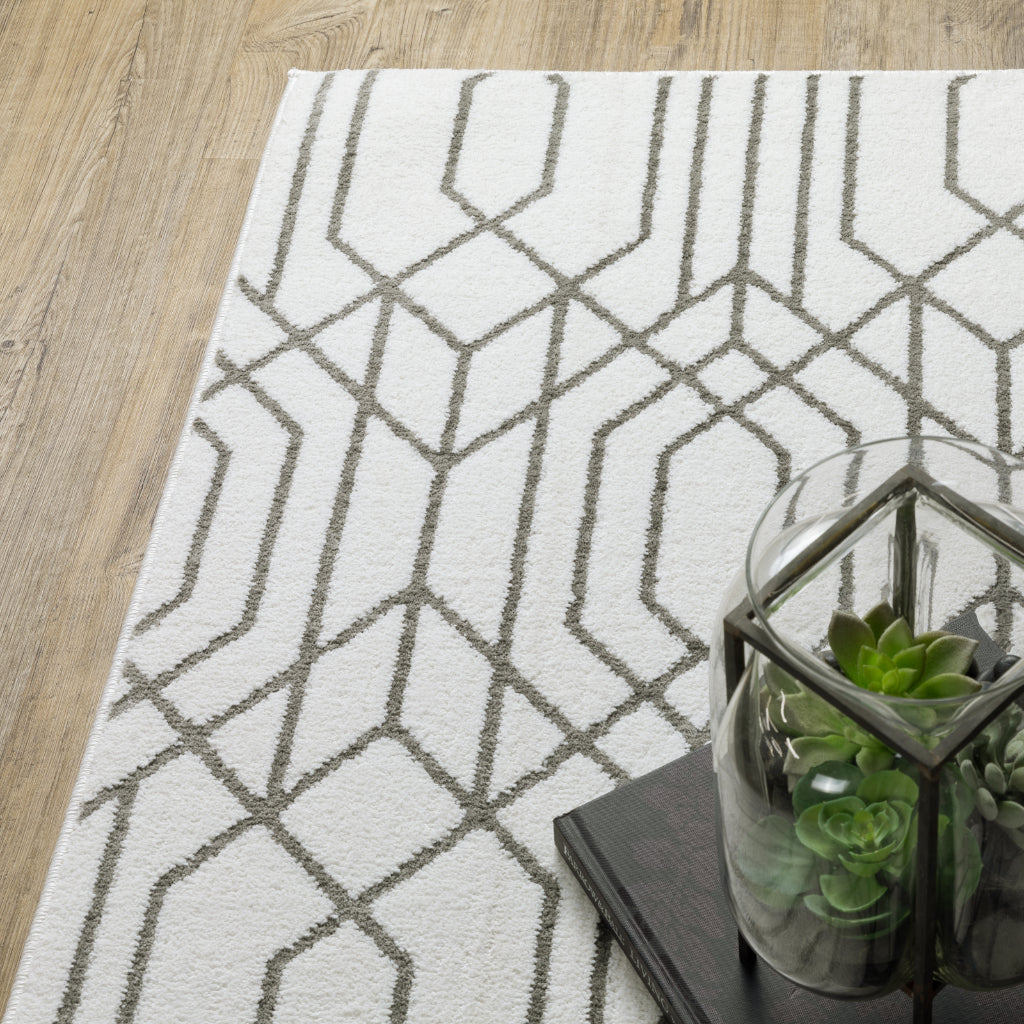 Oriental Weavers Montecito 4158W Gray Rectangle Indoor Runner - Trendy Stain Resistant Low Pile Rug with Geometric Design-