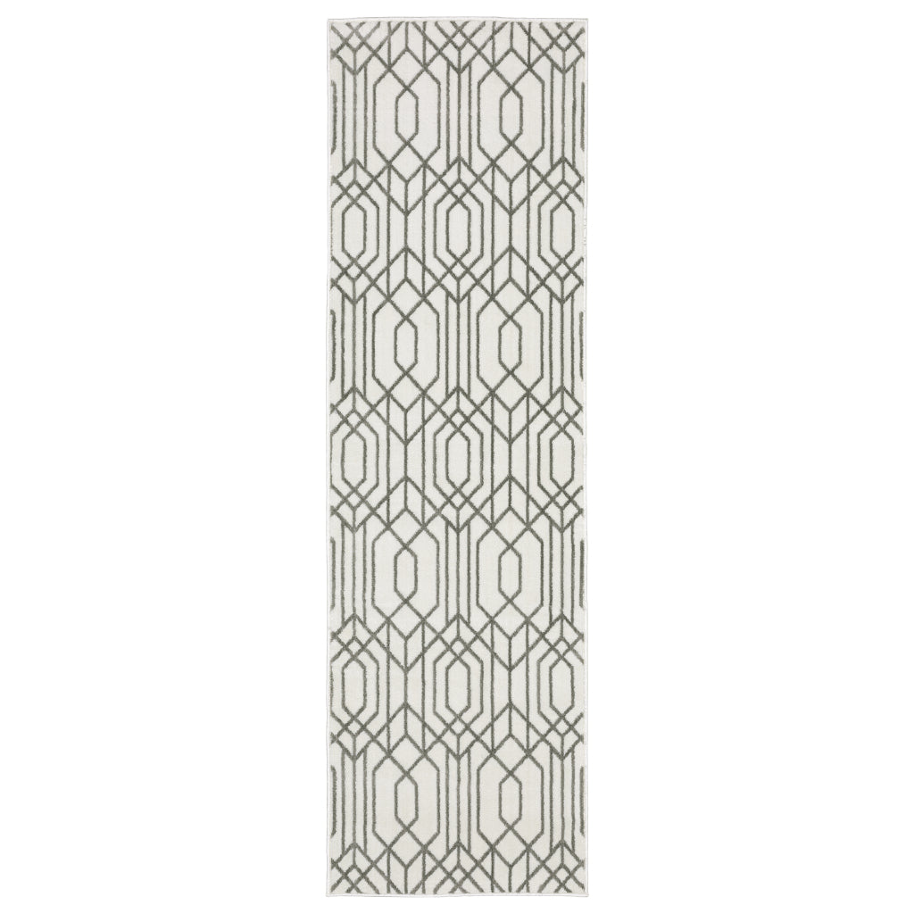 Oriental Weavers Montecito 4158W Gray Rectangle Indoor Runner - Trendy Stain Resistant Low Pile Rug with Geometric Design-