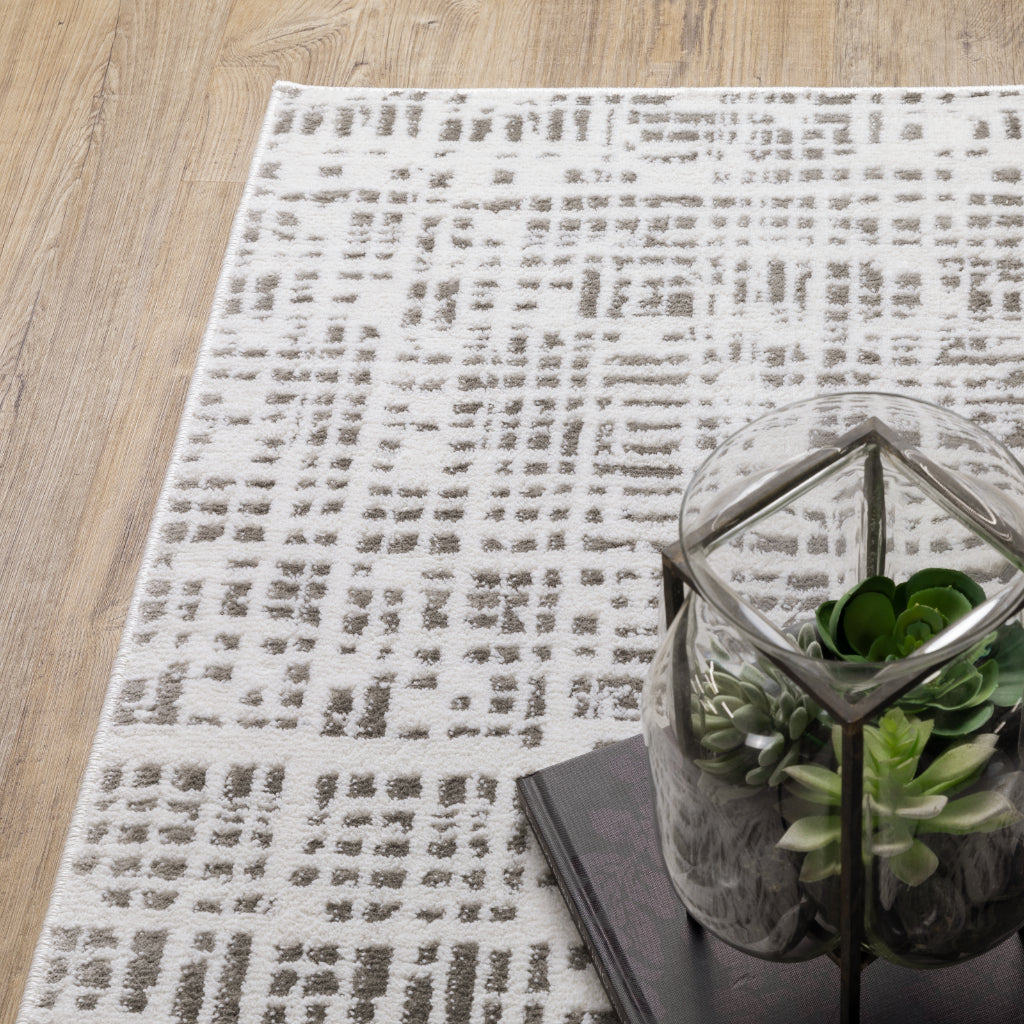 Oriental Weavers Montecito 5150W Gray Rectangle Indoor Runner - Trendy Stain Resistant Low Pile Rug with Distressed Gridwork Design-