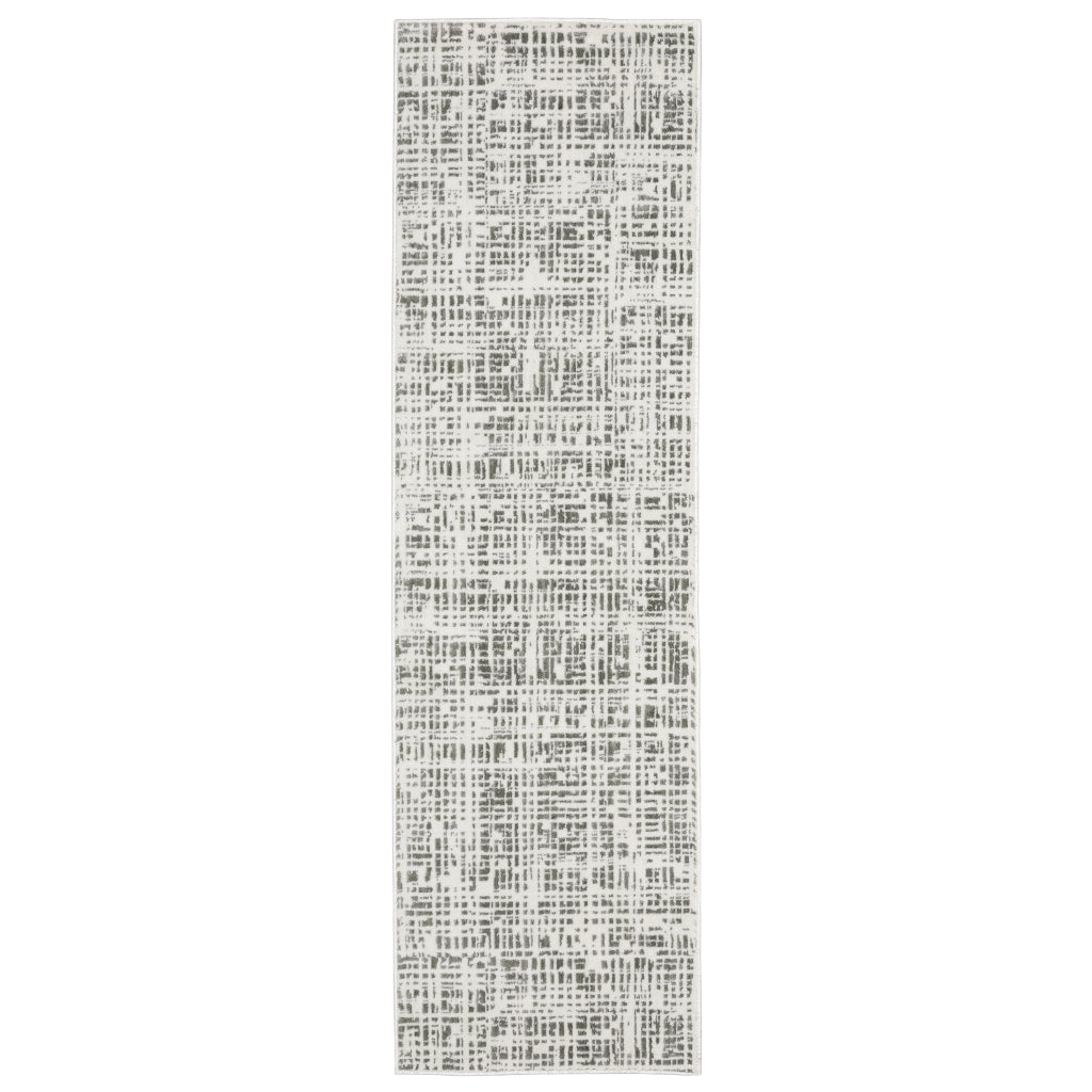 Oriental Weavers Montecito 5150W Gray Rectangle Indoor Runner - Trendy Stain Resistant Low Pile Rug with Distressed Gridwork Design-