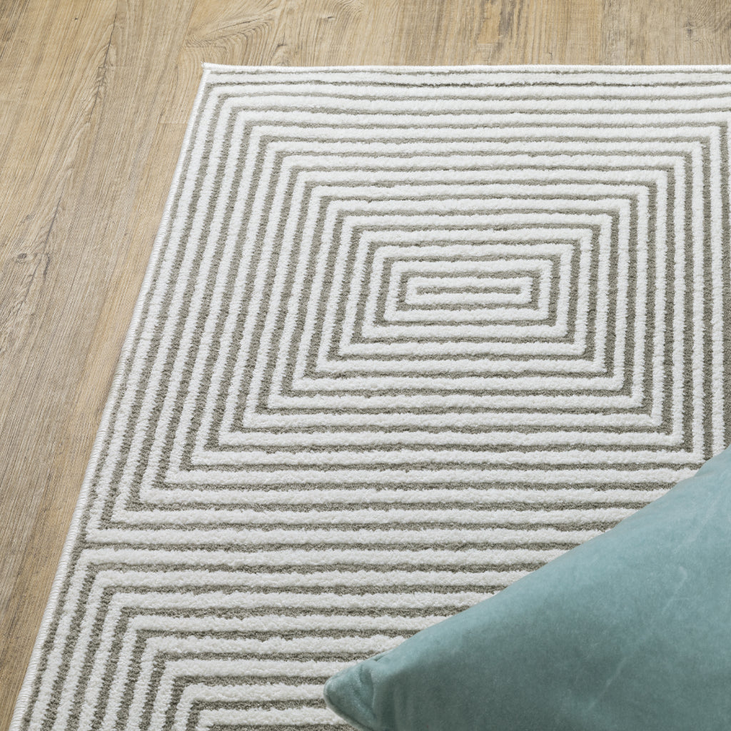 Oriental Weavers Montecito 8111W Gray Rectangle Indoor Area Rug - Trendy Stain Resistant Low Pile Rug with Geometric Design-