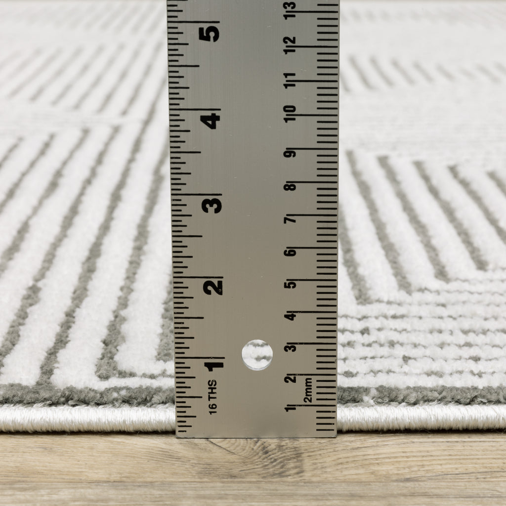 Oriental Weavers Montecito 8111W Gray Rectangle Indoor Area Rug - Trendy Stain Resistant Low Pile Rug with Geometric Design-