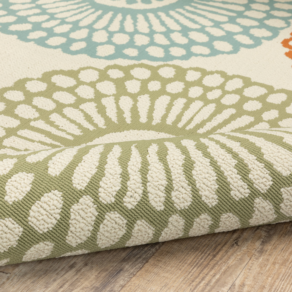 Oriental Weavers Montego 697J6 Beige/Blue Rectangle Indoor / Outdoor Area Rug - Stylish Stain Resistant Machine Made Patio Rug with Floral Pattern-