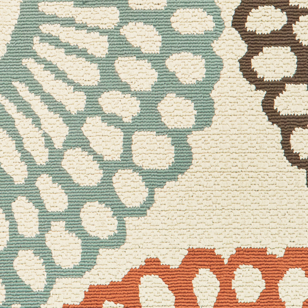 Oriental Weavers Montego 697J6 Beige/Blue Rectangle Indoor / Outdoor Area Rug - Stylish Stain Resistant Machine Made Patio Rug with Floral Pattern-