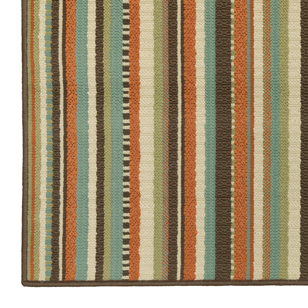 Oriental Weavers Montego 6996C Green/Blue Rectangle Indoor / Outdoor Area Rug - Stylish Stain Resistant Machine Made Patio Rug with Striped Pattern-