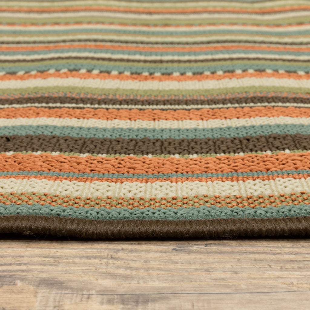 Oriental Weavers Montego 6996C Green/Blue Round Indoor / Outdoor Area Rug - Stylish Stain Resistant Machine Made Rug for Dining & Living Spaces-