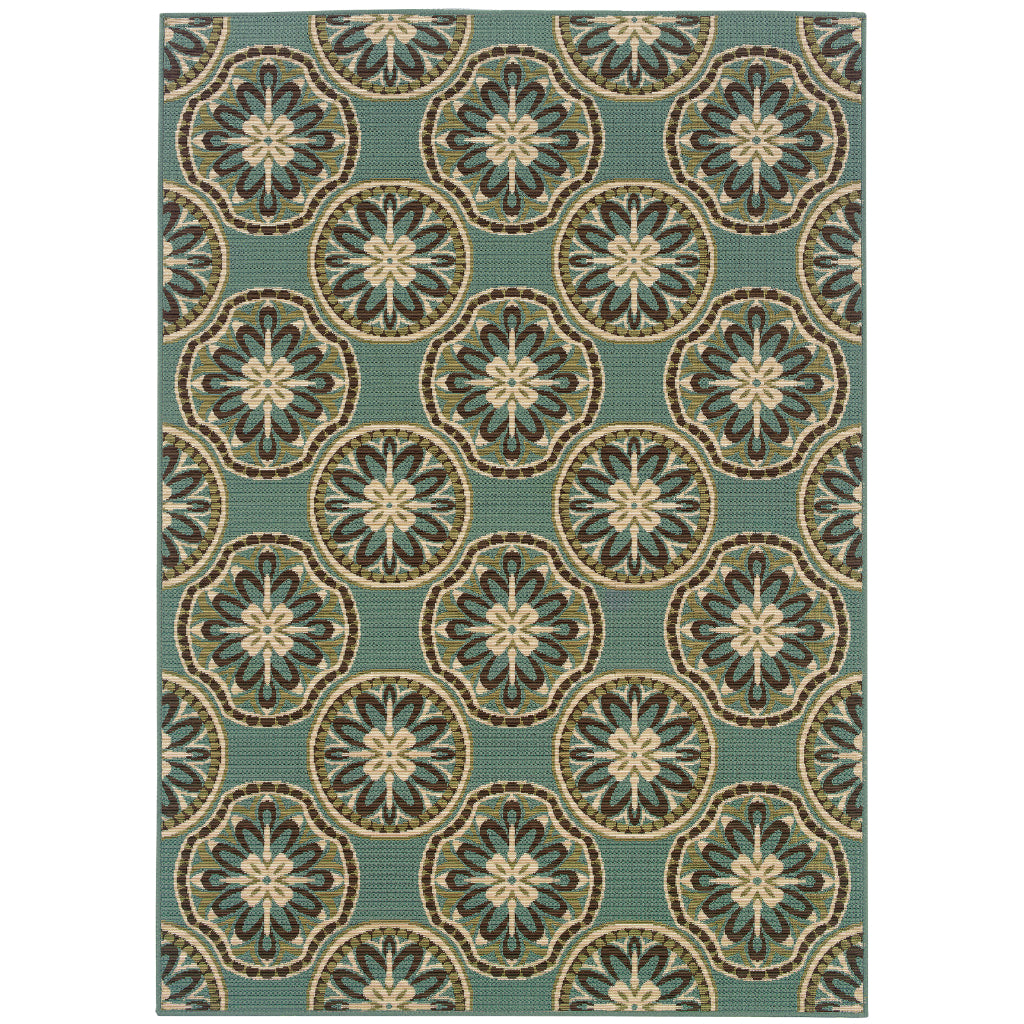 Oriental Weavers Montego 8323L Blue/Ivory Rectangle Indoor / Outdoor Area Rug - Stylish Stain Resistant Machine Made Patio Rug with Floral Pattern-