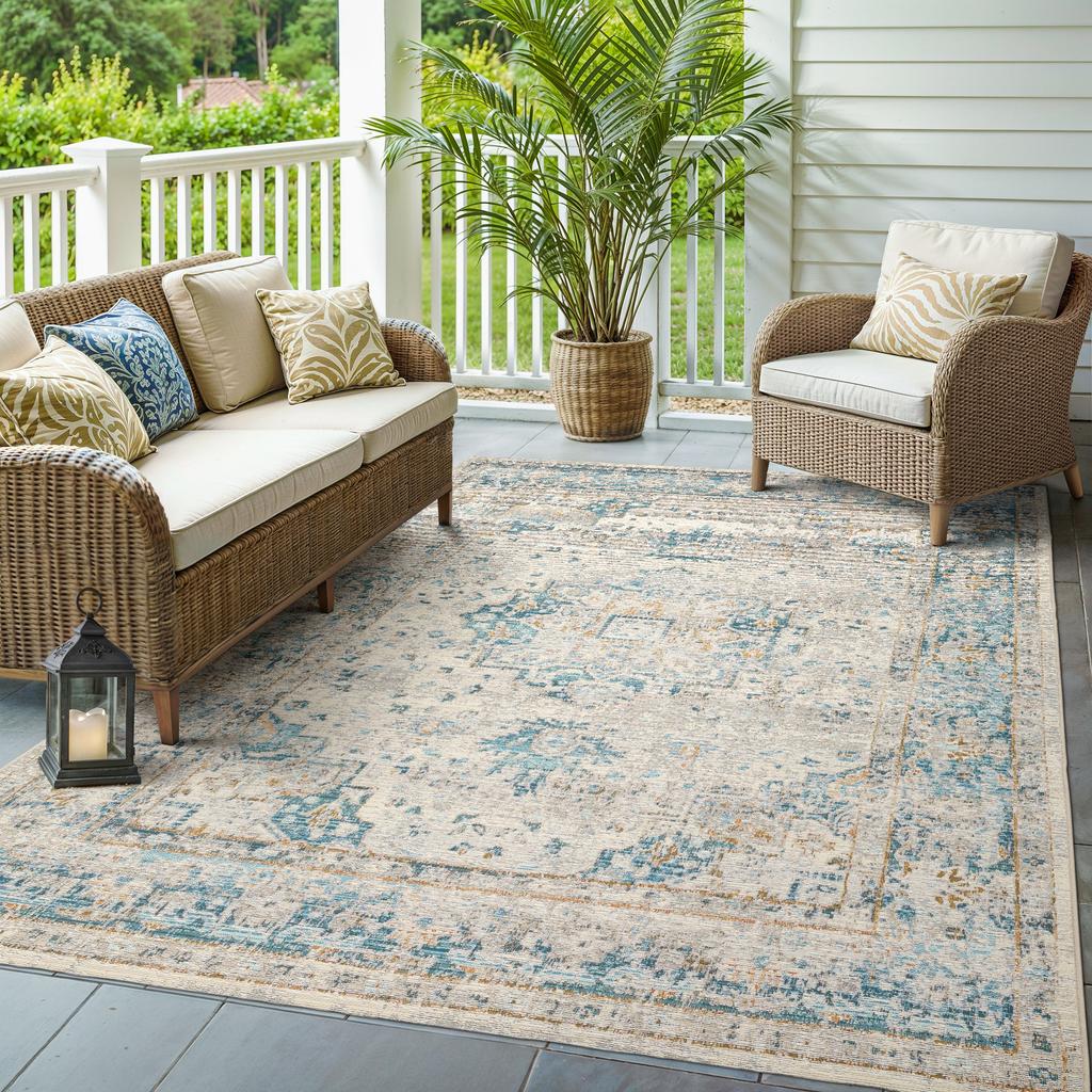 Oriental Weavers Naples 1221X Grey Rectangle Indoor/Outdoor Area Rug Oriental Pattern-