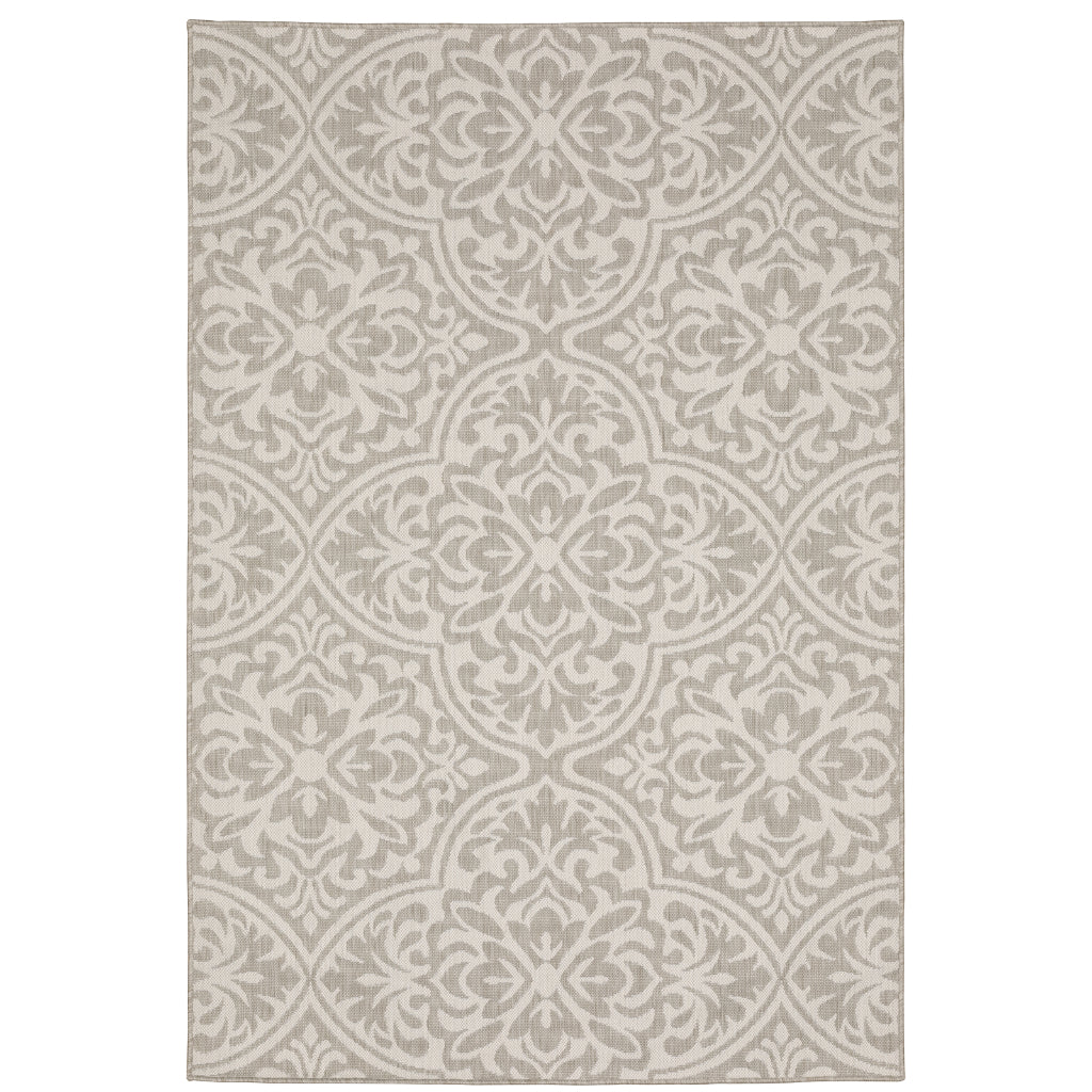Oriental Weavers Portofino 1831H Grey/Ivory Rectangle Indoor / Outdoor Area Rug - Stain Resistant Machine Made Patio Rug-