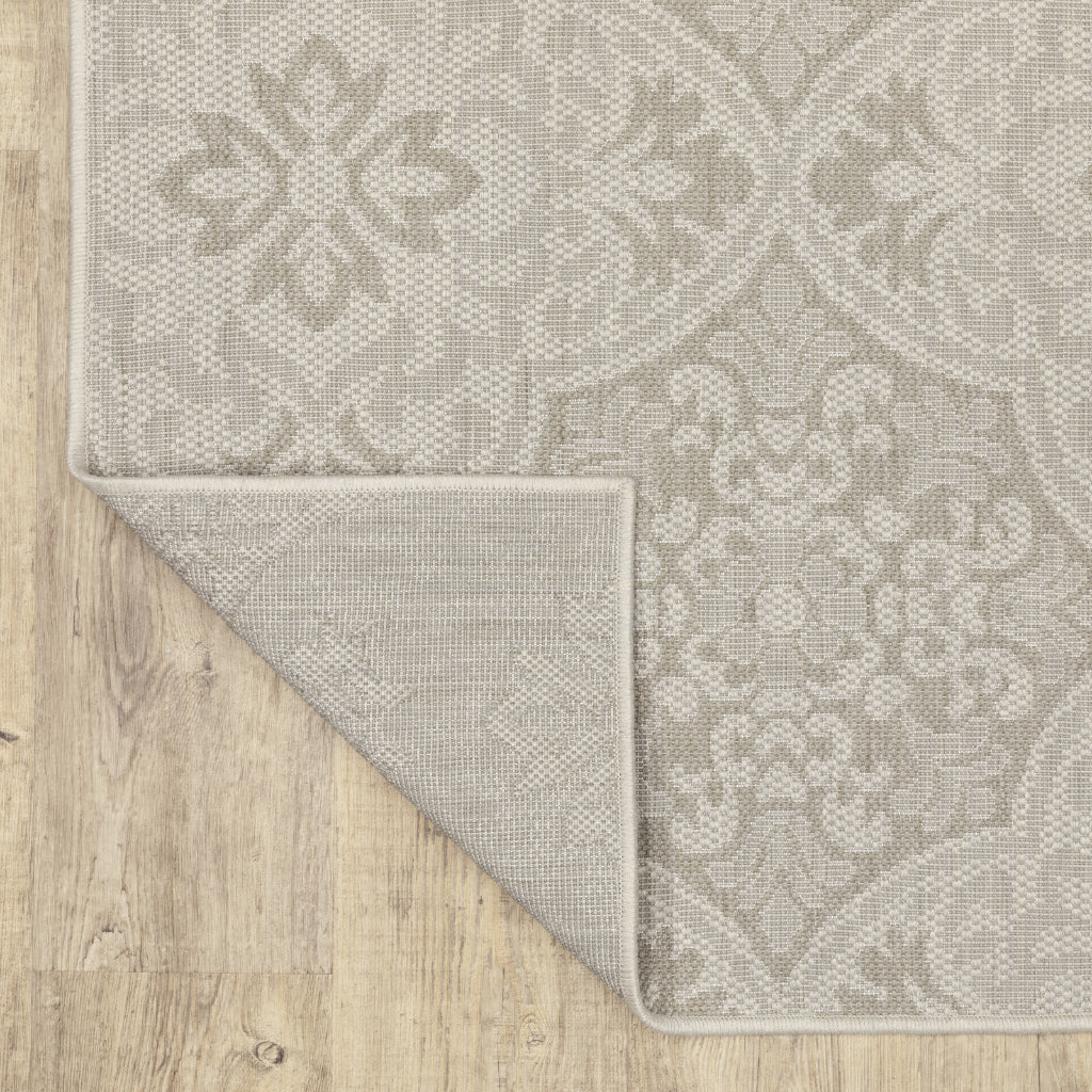 Oriental Weavers Portofino 2805W Ivory/Grey Rectangle Indoor / Outdoor Runner - Stain Resistant Machine Made Entryway & Hallway Runner-