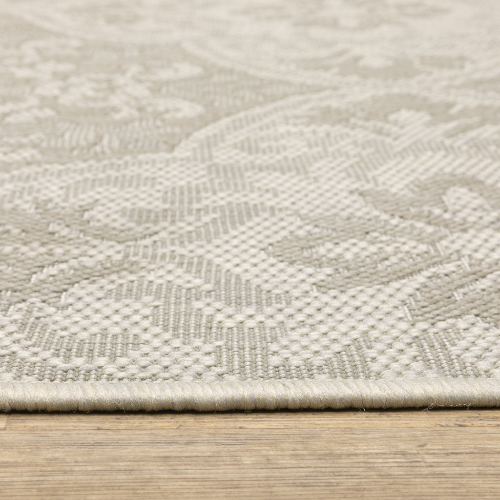 Oriental Weavers Portofino 2805W Ivory/Grey Rectangle Indoor / Outdoor Runner - Stain Resistant Machine Made Entryway & Hallway Runner-