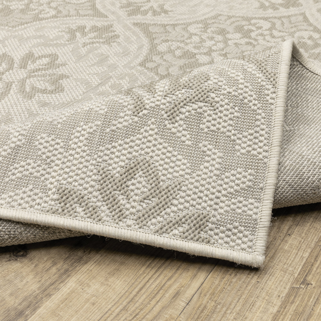 Oriental Weavers Portofino 2805W Ivory/Grey Rectangle Indoor / Outdoor Runner - Stain Resistant Machine Made Entryway & Hallway Runner-