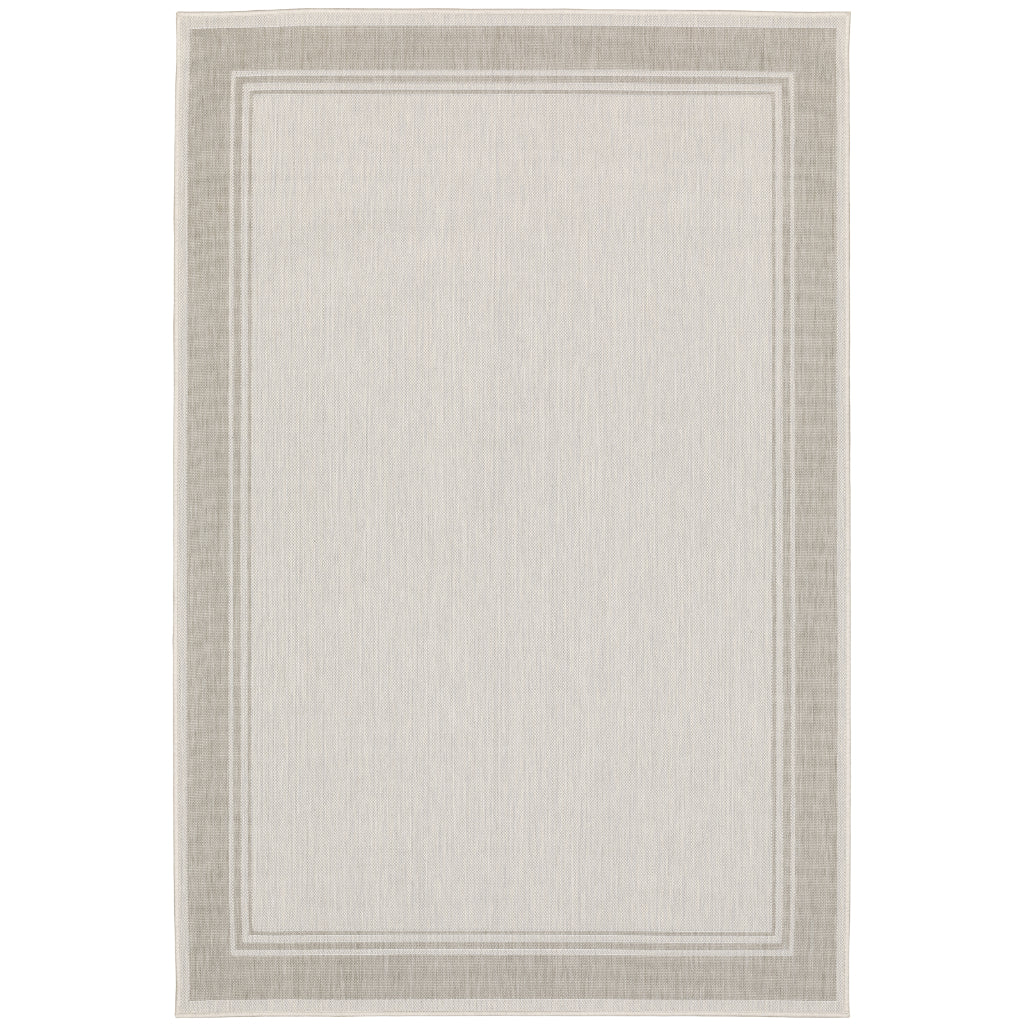 Oriental Weavers Portofino 6765W Ivory/Grey Rectangle Indoor / Outdoor Area Rug - Stain Resistant Machine Made Patio Rug-