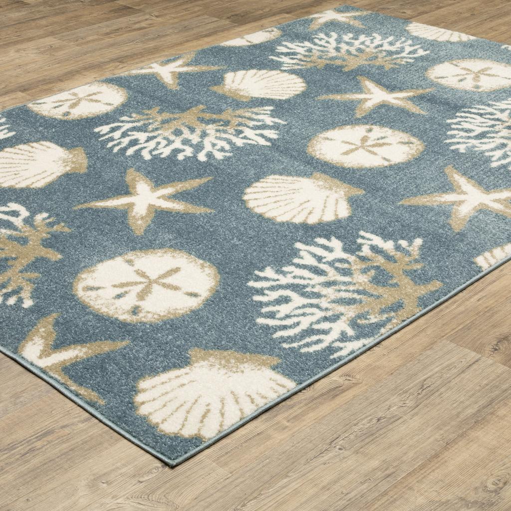 Oriental Weavers Quinn QUI01 Blue Rectangle Indoor Area Rug Coastal Pattern-