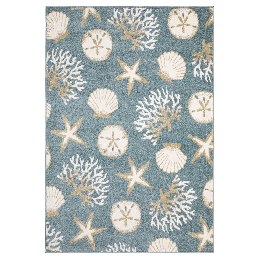Oriental Weavers Quinn QUI01 Blue Rectangle Indoor Area Rug Coastal Pattern-